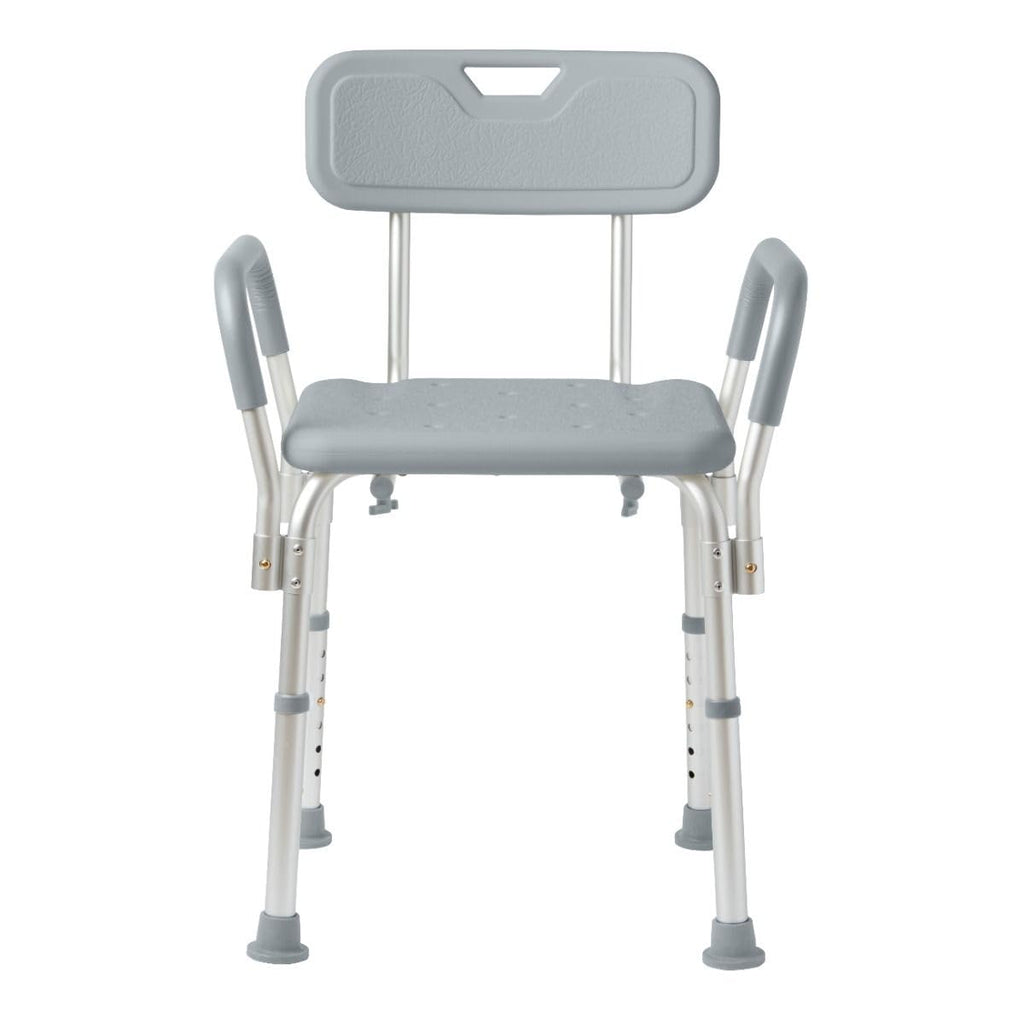 Dr. Dunley Bath Chair for Seniors, Shower Seat with Back, Suction Feet, Non-Slip Adjustable Height Shower Bench for Elderly, 350lb Weight Capacity (Removable Backrest)