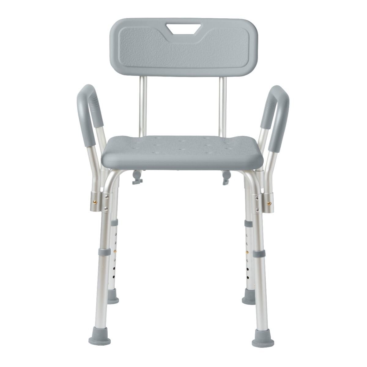Dr. Dunley Bath Chair for Seniors, Shower Seat with Back, Suction Feet, Non-Slip Adjustable Height Shower Bench for Elderly, 350lb Weight Capacity (Removable Backrest)