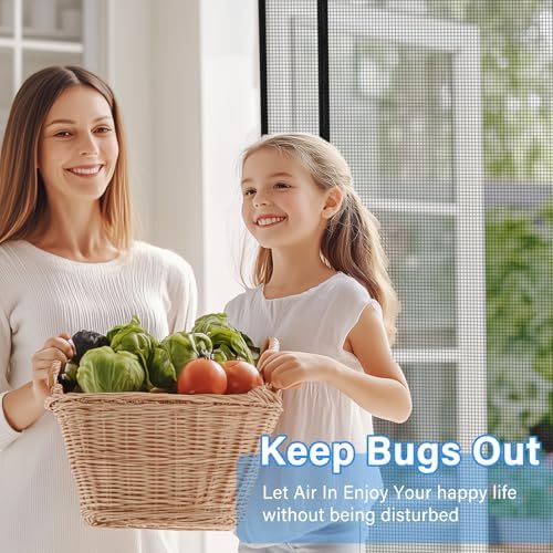 Magnetic Screen Door Left Right Side Opening Polyethylene Terephthalate Mesh Greater Than Fiberglass and Polyester Easy Install Fit Door Size 32"x80"(Screen:35"x82")