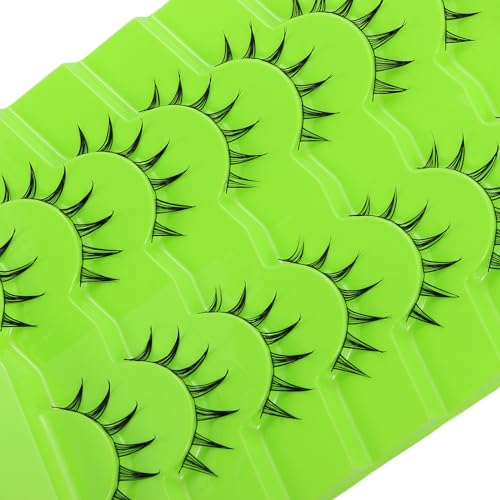 outopen 7 Pairs Manga Lashes Japanese Anime Cosplay Eyelashes Spiky Wet Look Lashes Asian False Eye Lashes Clusters (B07-Manga Lashes 7 Clusters 8-12MM)
