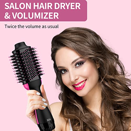 Hair Dryer Brush Blow Dryer Brush in One, Upgraded 4 in 1 Hair Dryer and Styler Volumizer with Negative Ion Anti-frizz Ceramic Titanium Barrel Hot Air Brush Hair Straightener Brush 75MM Oval Shape