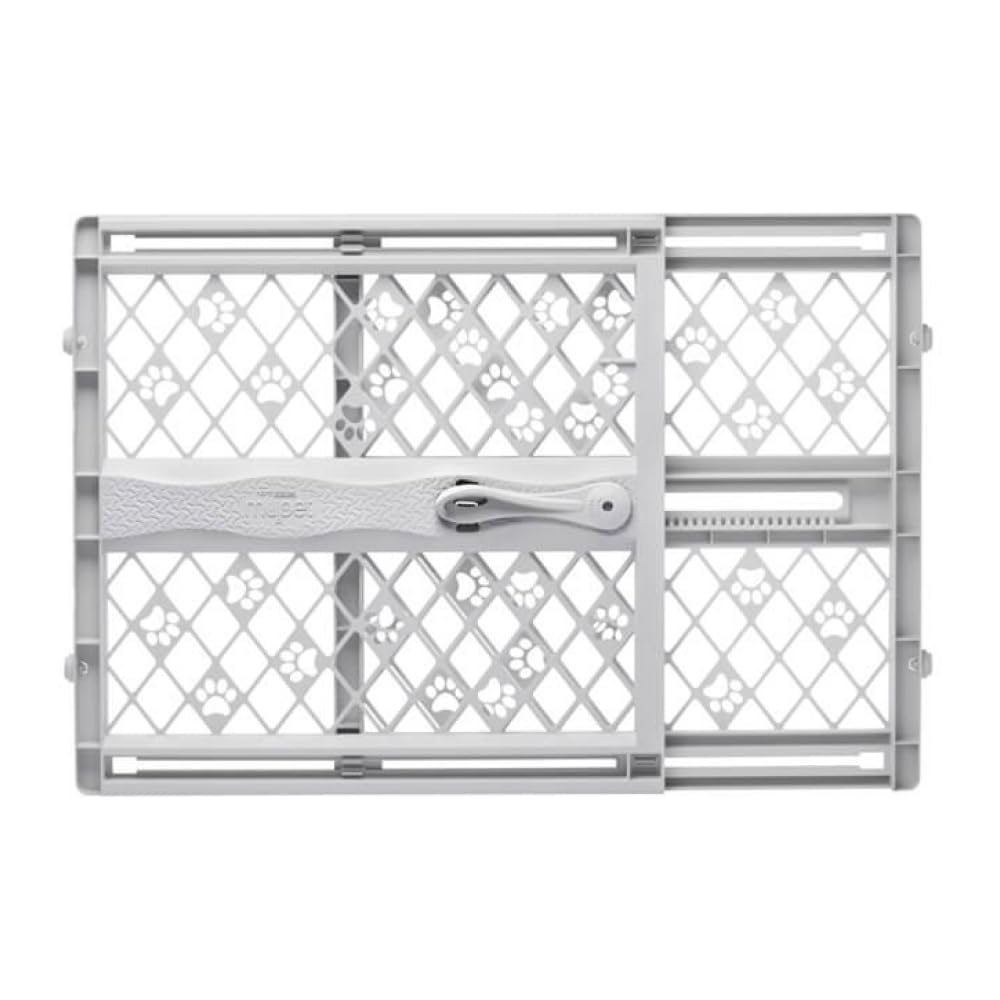 MYPET North States Paws Portable Pet Gate: 26-40" Wide. Pressure Mount. No tools needed. Made in USA. Dog Gate 23" Tall, Expandable, Durable Dog Gates for Doorways, Light Gray