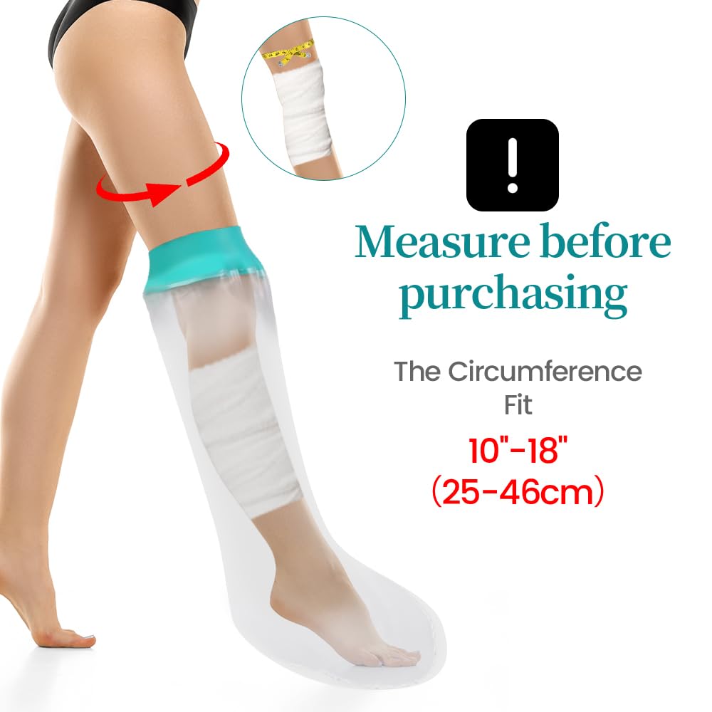 CIVJET Cast Covers for Shower Leg, Waterproof Cast Cover for Showering/Swimming, Cast Protector for Shower Leg Adult, Water Proof Shower Boots for Foot after Surgery, Knee, Ankle, Boot (Diameter-7.9")