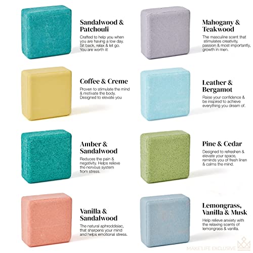 Bath Bombs for Men, Block Shape, 8 Large 5oz Bombs, Gifts for Men, 100% Natural, Men Bath Bomb Soak in, Bubble Bath for Men Set, Aromatheraphy Treatment for Stress Relief