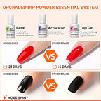 Modelones Dip Powder Nail Kit Starter, 4 Colors Nude Brown Skin Tones Dipping Powder Liquid Set with Base Top Coat Activator Nail Art Beginner DIY Salon