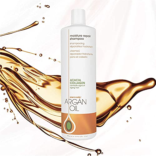 One 'n Only Moisture Repair Shampoo with Argan Oil, Rebalances Hair Moisture Levels, Adds Volume and Shine, Repairs Damage from Chemicals and Heat Styling, 33.8 Fl. Oz