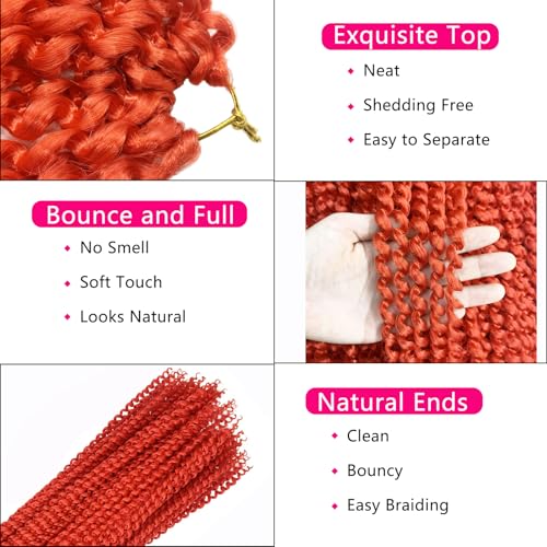 Red Passion Twist Hair, 30 Inch 7 Packs Water Wave Crochet Hair,Wrap Braiding Hair For Passion Twist Crochet Hair/Butterfly Locs/Spring Twist Crochet Braids Boho Hair Extension (30in,Red#)