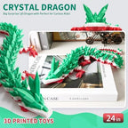 Large 3D Printed Dragon,24 Inch 3D Dragon Toys,Bigger Fidget Crystal Animals Toys, 3D Printed Articulated Animals for Home Office Car Desk Decor(Green White Red.24inch)