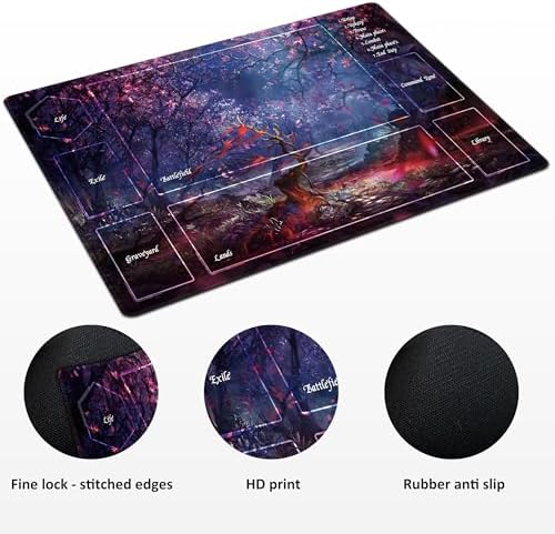 MTG Playmat TCG Playmat -Includes Storage Bag and 14 Dice-Experience Top-Tier Quality and Edge-Locking Waterproof and Non-Slip Mat! (playmat with, Tree)
