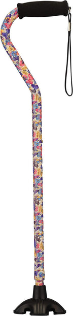 Nova Joy Designer Offset Quad Cane for Seniors - Unisex Adjustable Lightweight Walking Aid with Foam Handle, Wrist Strap and Anti-Rattle Lock - Essential Mobility Support - Butterfly Symphony