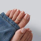 BTArtbox Press On Toenails - Real Square Pearl Chrome Toe Nail Press Ons with Glue for Women, Opaque Fake Toe Nail Tips in 15 Sizes - 30 Toenails Kit, Silky Shine