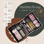 FRENESSA Makeup Train Case Cosmetic Box Portable Makeup Case Organizer 4 Trays Travel Case Storage with Dividers Lockable for Makeup Artist, Crafter, Makeup Tools Rose Gold Floral