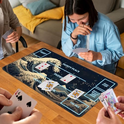 for MTG Game Playmat, for Magic TCG Rubber Play mat,Tabletop Card Playmats with Smooth Surface,Trading Card Inked Game Mat with White Zones,Battle Game,Retro Waves