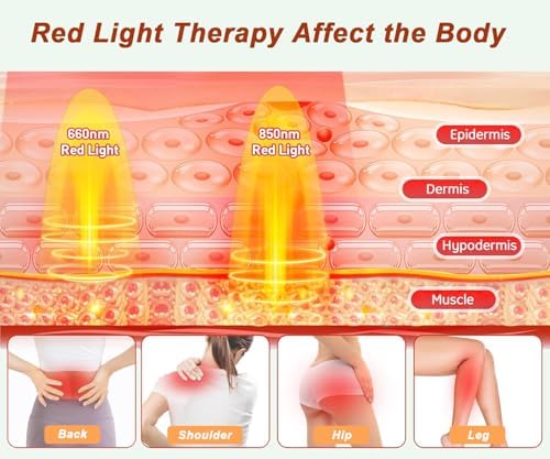 Red Light Therapy Wrap Belt for Body Shoulder Waist Muscle Knee Leg Pain Relief Relax，660nm&850nm Near Infrared Light Therapy Timer Remote Control