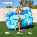 SLOOSH Inflatable Tanning Pool Lounger Float, 70" x 46" Pool Floats Adult with Pillow, 4 in 1 Suntan Tub Raft Floatie,Sunbathing Bed Lounge for Water Blow Up Kids Ball Pit Party Gifts, L-Blue