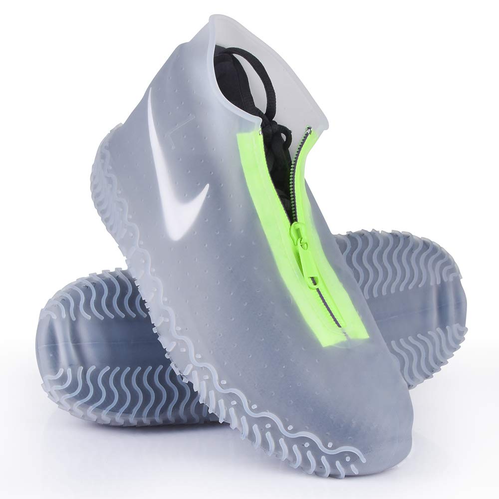 Shiwely Silicone Waterproof Shoe Covers, Upgrade Reusable Overshoes with Zipper, Resistant Rain Boots Non-Slip Washable Protection for Women, Men (XL (Women 11-13, Men 9.5-13), White)