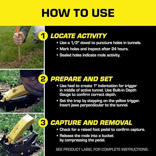 Tomcat Mole Trap, Innovative and Effective Mole Remover Trap Kills Without Drawing Blood, Reusable and Hands-Free, 1 Trap