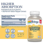 Solaray Magnesium Glycinate, New & Improved Fully Chelated Bisglycinate with BioPerine, High Absorption Formula, Stress, Bones, Muscle & Relaxation Support, 60 Day Guarantee, 60 Servings, 240 VegCaps