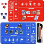 Card Game MTG Playmat for Beginner 2 Pack with Dices, Magic Mat Commander Deck Playmat for TCG MTG Accessories Play Mat 24x14 Inches Duel Card Battles, Red/Blue