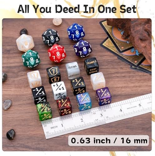 78 Pieces MTG Dice Set with Plus 1 Life Counter & Keyword Token Dice & Shield & Spindown Dice in 12 Colors for MTG, Cards Gaming Accessories