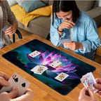 for MTG Game Playmat, for Magic TCG Rubber Play mat,Tabletop Card Playmats with Smooth Surface,Trading Card Inked Game Mat,Battle Game,Colorful Glowing Lotu