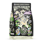 Bones Coffee Company White Rabbit Flavored Coffee Beans, Medium Roast Ground Coffee Low Acid, White Chocolate Flavor (12 oz)