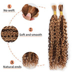 P4/27 Water Wave Bulk Human Hair for Braiding No Weft Highlight Ombre Wet and Wavy Micro Braiding Hair Human Hair Bulk for Boho Box Braids 100g with 2 Bundles 22 Inch