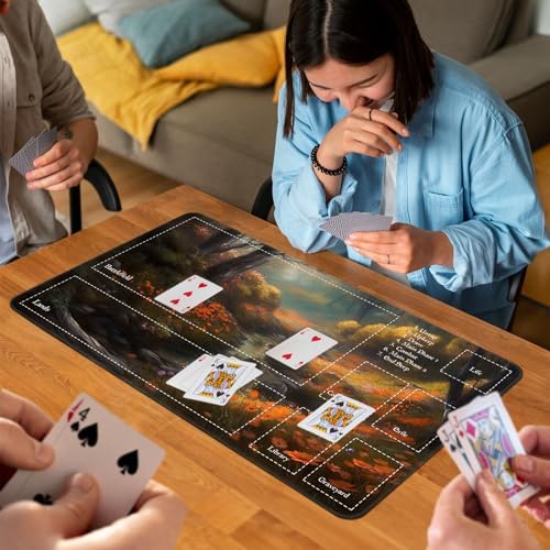 for MTG Game Playmat, for Magic TCG Rubber Play mat,Tabletop Card Playmats with Smooth Surface,Trading Card Inked Game Mat with Zones,Battle Game,Unmanned Forest