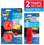 Fruit Fly Traps for Indoors by Raid | 2 Lures + 2 Refills | Effective Fruit Fly Trap for Indoor Use | Fruit Fly Killer & Gnat Traps for House Indoor | Easy to Use & Safe Food-Based Lure Fly Catcher