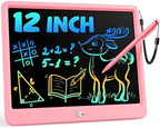 Bravokids 12 Inch LCD Writing Tablet for 3 Year Olds - Electronic Drawing Pad and Doodle Board as Educational Birthday Gifts for Girls and Boys (Pink)