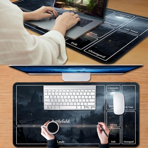 for MTG Game Playmat, for Magic TCG Rubber Play mat,Tabletop Card Playmats with Smooth Surface,Trading Card Inked Game Mat with New Zones,Battle Game,Fantasy Castle