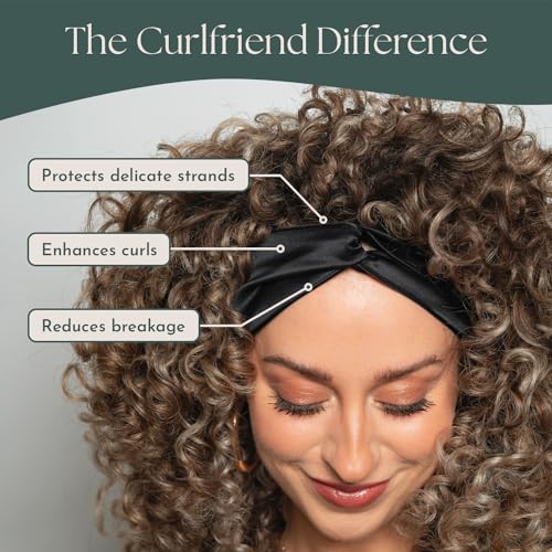 Real Mulberry Silk Scrunchie & Headband Bundle | Extra Large Silk Scrunchie & Elastic Silky Head Band for Thick, Curly Hair | (Onyx Black)
