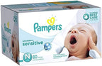 Pampers Swaddlers Sensitive Disposable Diapers Newborn Size 0 (> 10 lb), 80 Count, Super