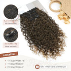 Flufymooz Clip in Hair Extensions, 4PC 100％ Pure Protein Silk Hair Extensions Long Soft Natural Hairpiece 20 Inch Curly Hair Extension for Women (Brown to Dirty Blonde)