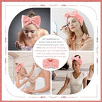 Yunlly 20 Pcs Spa Headband for Women 4 Inches Width Facial Makeup Hair Band Bulk Skincare Headbands for Washing Face Bowtie Slumber Party Supplies Fluffy Head Wraps(Pink)