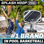 GoSports Splash Hoop PRO Swimming Pool Basketball Game - Includes Poolside Water Basketball Hoop, 2 Balls and Pump - Black