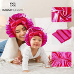 BONNET QUEEN Mommy and Me Silk Satin Sleep Bonnet Hair Wrap 2Pcs