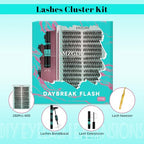 Lash Clusters Kit 280pcs DIY Lashes Extension Kit 40D D Curl Individual Natural Eyelash Cluster with Lash Bond and Seal,Lash Glue Remover and Lash Tweezers for Eyelash Extensions Kit(9-18mm,D-MIX)