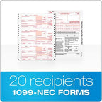 Adams 1099 NEC 3 Up 2021 Continuous Forms, 4 Part Carbonless Forms, for Pin Fed Dot Matrix Printers, with 3 1096, 20 Pack (TXA2299-NEC21)
