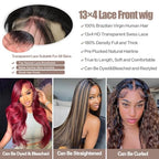 Sofeel HD Lace Front Wigs Human Hair 22 Inch 13x4 Body Wave FB/30 Ombre Lace Front Wig Human Hair Pre Plucked 180 Density Highlight HD Frontal for Black Women Balayage Highlight Colored