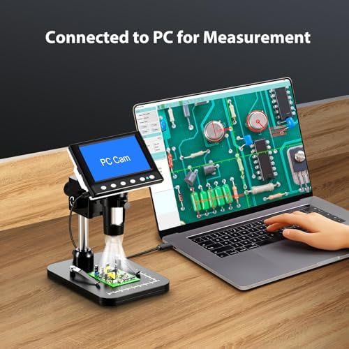 Hayve 4.3'' IPS Coin Microscope, 1000X Magnification Digital Microscope for Adults，Coin Collection Supplies with 8 Adjustable LEDs，Windows Compatible，32GB TF Card