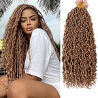 ZRQ 27 Goddess Locs Crochet Hair 18 Inch Boho Faux Locs Crochet Braids, 8 Packs Honey Blonde River Locs With Curly End For Women Hair Extension 27#