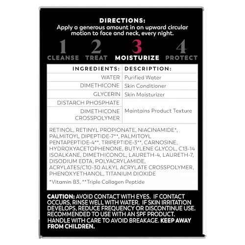 Olay Retinol Night Cream for Women, MAX, Anti-Aging Face Mousturizer, Fragrance-Free, Non Greasy - Anti-Wrinkle, Smooth Fine Lines, Hydrating Skin Care - Triple Collagen Cream, Niacinamide, 1.7oz