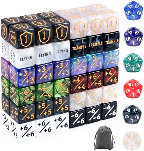 78 Pieces MTG Dice Set with Plus 1 Life Counter & Keyword Token Dice & Shield & Spindown Dice in 12 Colors for MTG, Cards Gaming Accessories