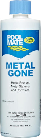 Pool Mate 1-Pint 2-Pack Metal Gone for Hot Tubs, Prevents Metal Staining, Made in USA