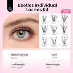 Beetles Lash Clusters 320pcs Individual Lashes 30D Natural Wispy Eyelash Clusters 8-16mm Cluster Eyelash Extensions D Curl False Eyelashes DIY Cluster Lashes (C028, 30D, 8-16mm)