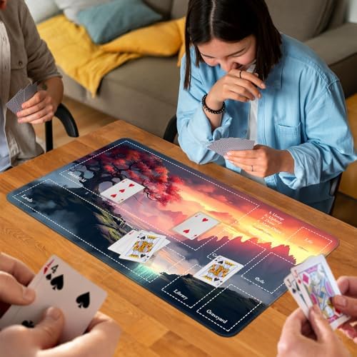 for MTG Game Playmat, for Magic TCG Rubber Play mat,Tabletop Card Playmats with Smooth Surface,Trading Card Inked Game Mat with Zones,Battle Game,Art Tree Sky