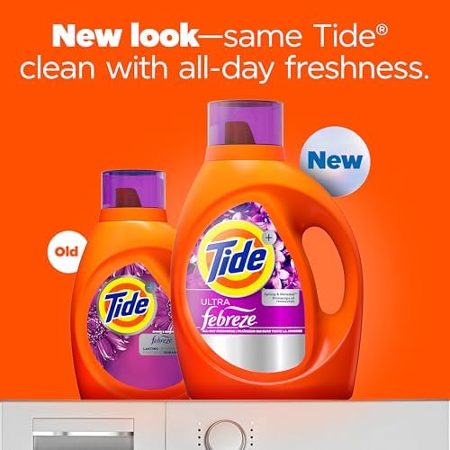 Tide Plus Febreze Freshness HE Turbo Clean Liquid Laundry Detergent, HE Compatible, Spring & Renewal Scent, 106 loads, 149 fl oz