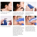 Ear piercing gun kit Reusable professional ear piercing gun kit, 24 surgical grade anti-sensitive piercing earrings, 10 cubic zirconia fashion earrings, 24 alcohol cotton sheets (silver)