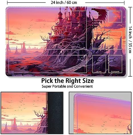 Playmat for MTG, with Free Storage Bags,Game Mat 24 x 14 inches, TCG and Board Game Mat for Cards,Mousepad Desk Mats (with Zones,Magic Mat 11)
